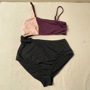 Athleta Colorblock Cutout‎ One Piece Swimsuit Womens Sz M Swim Beach